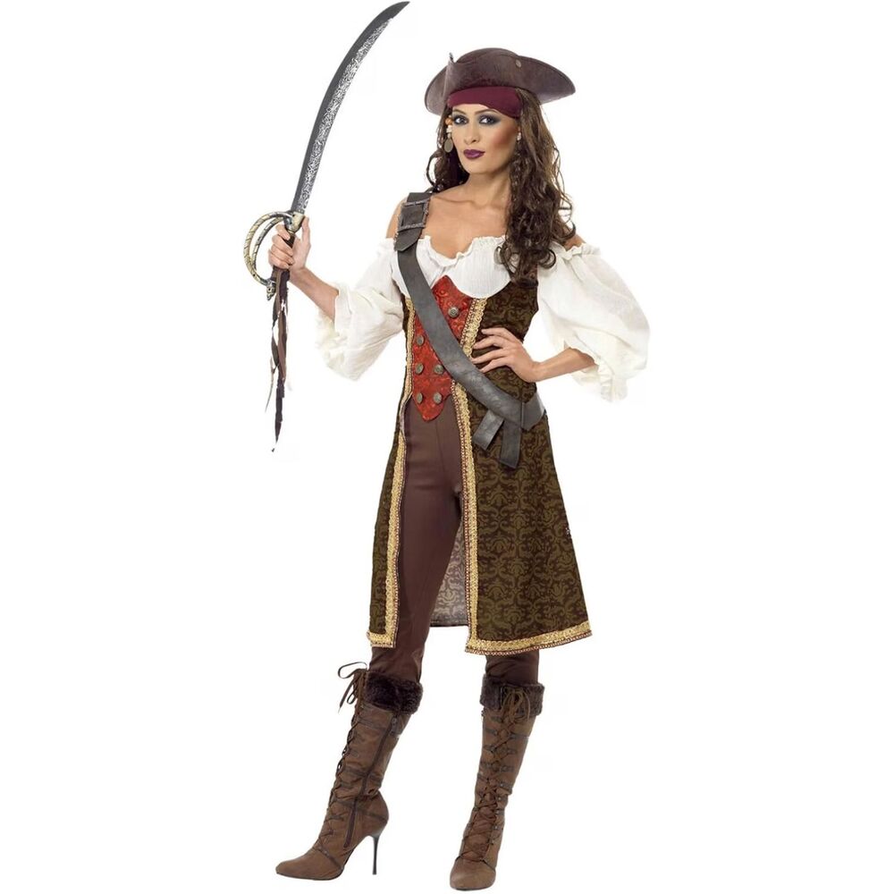 Smiffys High Seas Pirate Wench Costume in Brown Size: SMALL